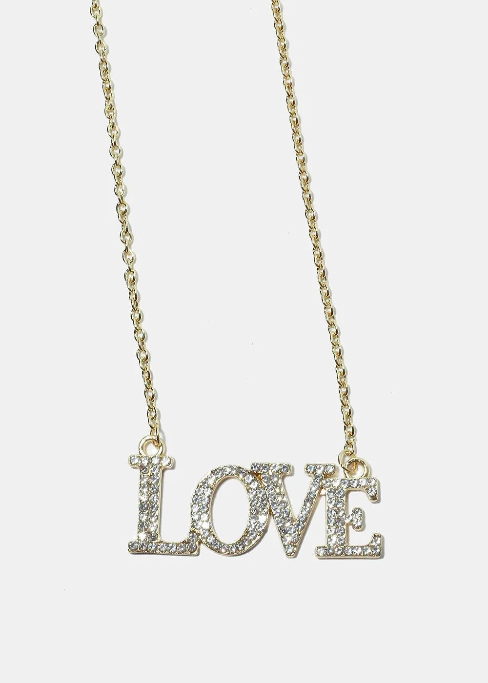 "LOVE" Rhinestone Pendant Necklace