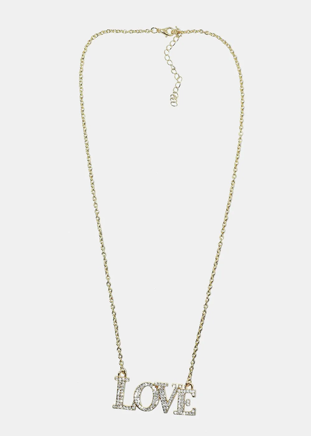 "LOVE" Rhinestone Pendant Necklace