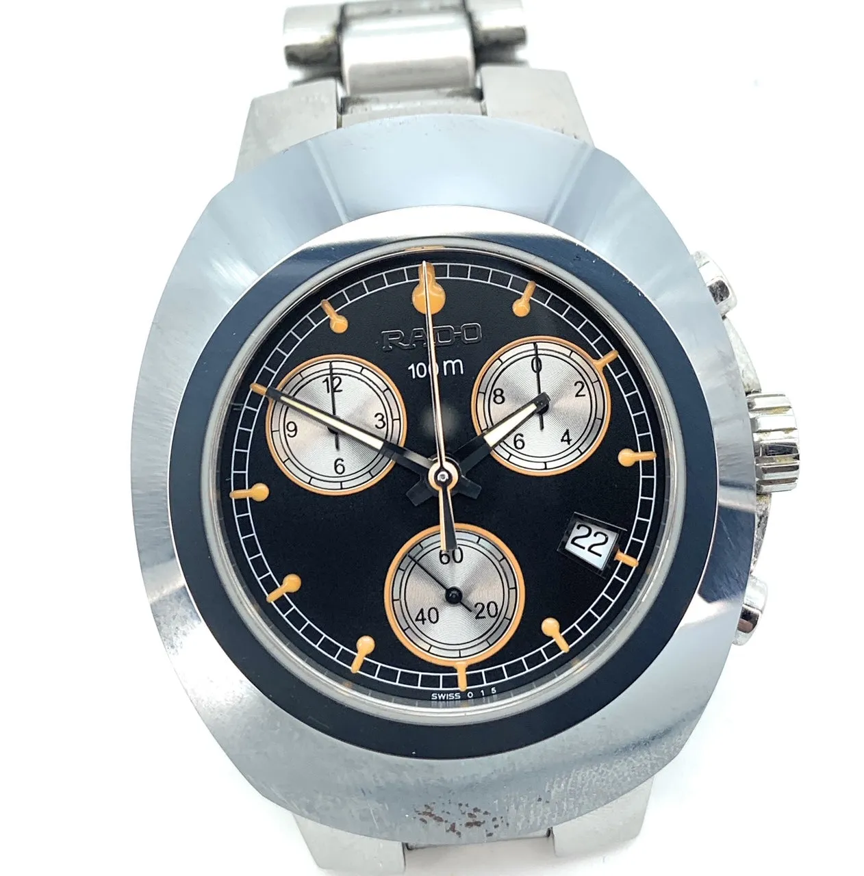 RADO Diastar Black Dial Chronograph Stainless Steel Men's Watch - Ref#541.0638.3