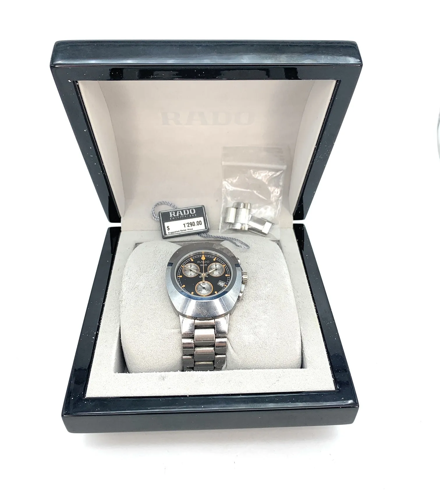 RADO Diastar Black Dial Chronograph Stainless Steel Men's Watch - Ref#541.0638.3
