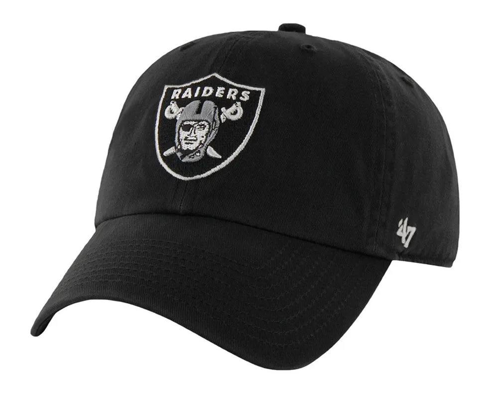 Raiders Strapback '47 Brand Clean Up Adjustable Cap Hat Black