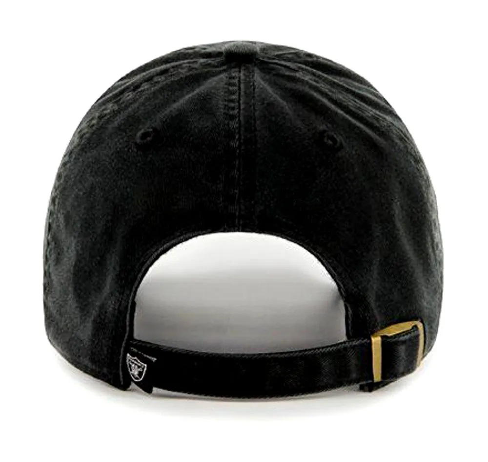 Raiders Strapback '47 Brand Clean Up Adjustable Cap Hat Black