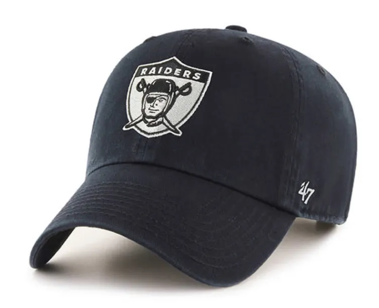 Raiders Strapback Youth '47 Brand Historic Clean Up Adjustable Cap Hat Black