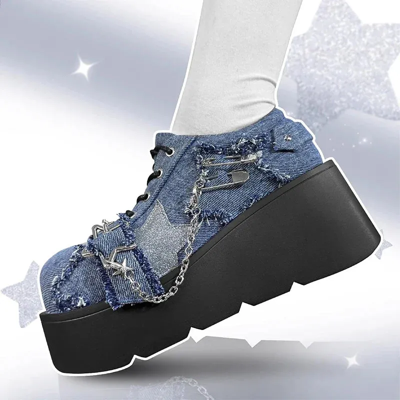 Rebel Edge Chain-Embellished Platform Boots