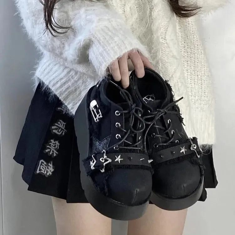 Rebel Edge Chain-Embellished Platform Boots
