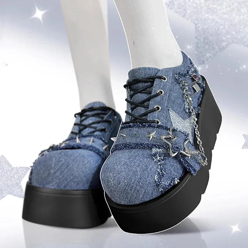 Rebel Edge Chain-Embellished Platform Boots