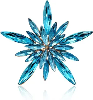 Rhinestone Star Brooch Pin for Women Shiny Crystal CZ Snowflake Corsage Brooches Lapel Pins Scarf Buckle Shawl Clip Sweater Cardigan Bouquet Badge Accessories