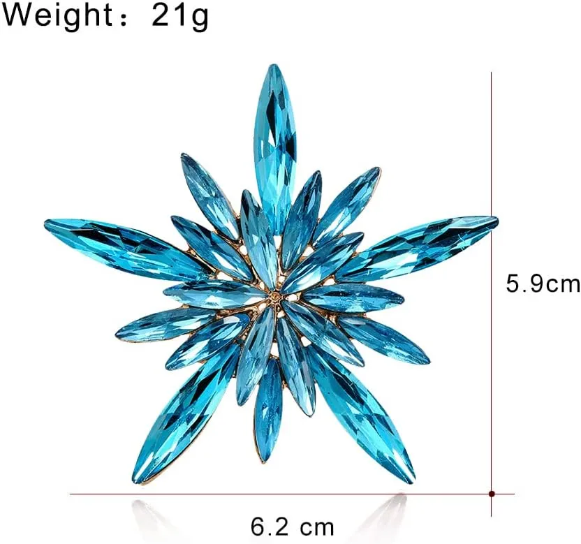 Rhinestone Star Brooch Pin for Women Shiny Crystal CZ Snowflake Corsage Brooches Lapel Pins Scarf Buckle Shawl Clip Sweater Cardigan Bouquet Badge Accessories