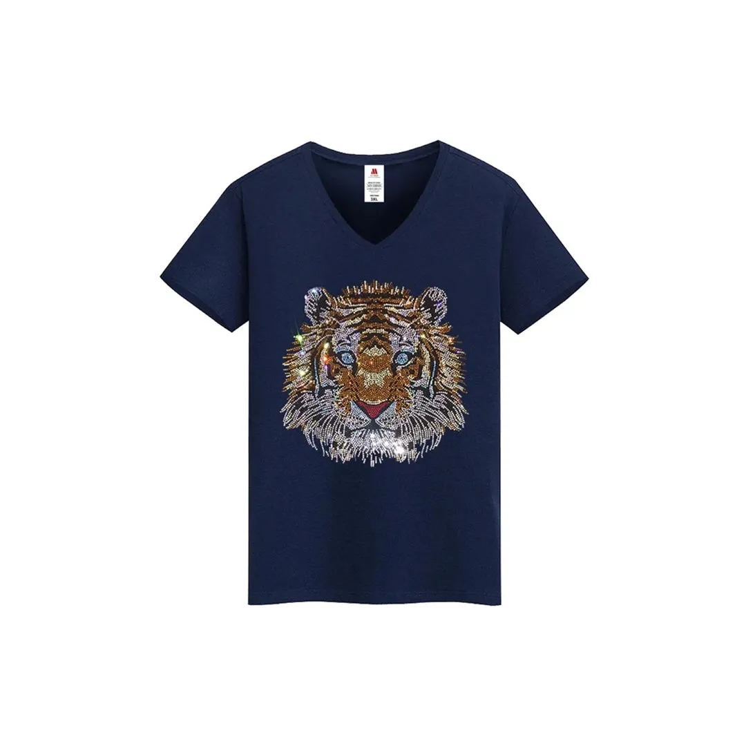 Rhinestone Tiger Print T-shirt