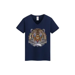 Rhinestone Tiger Print T-shirt