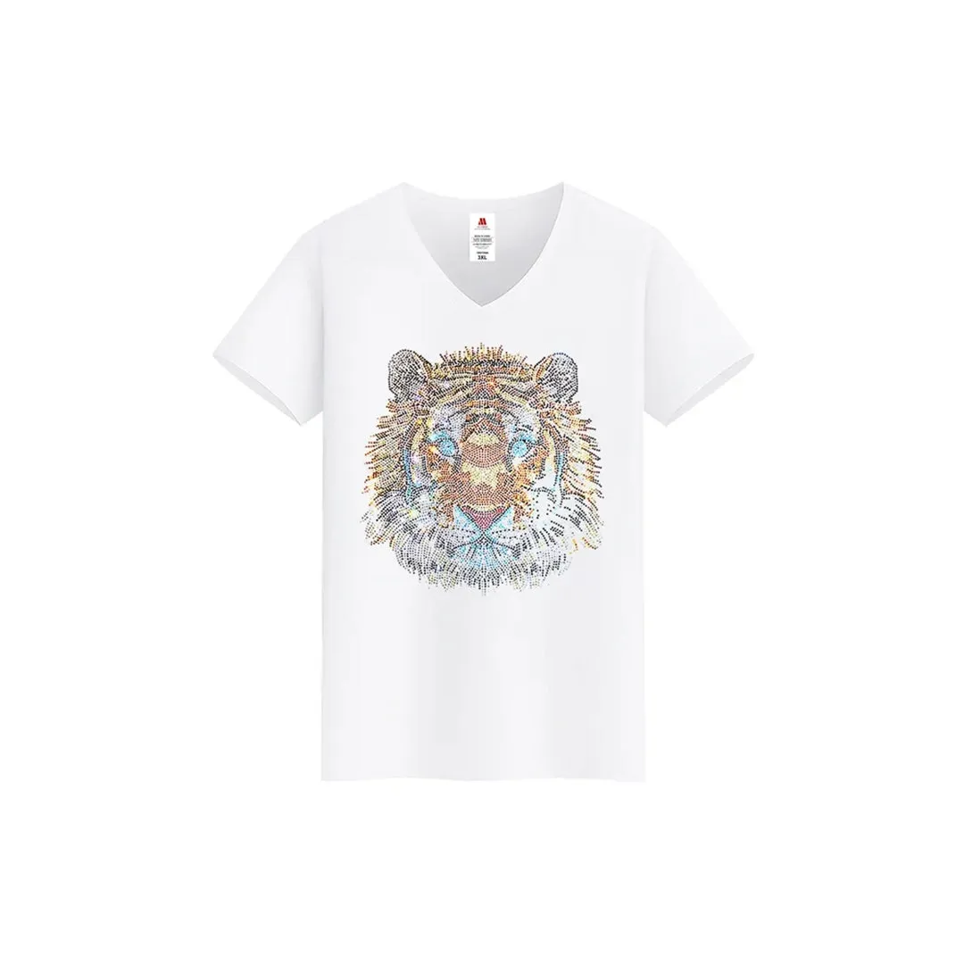 Rhinestone Tiger Print T-shirt