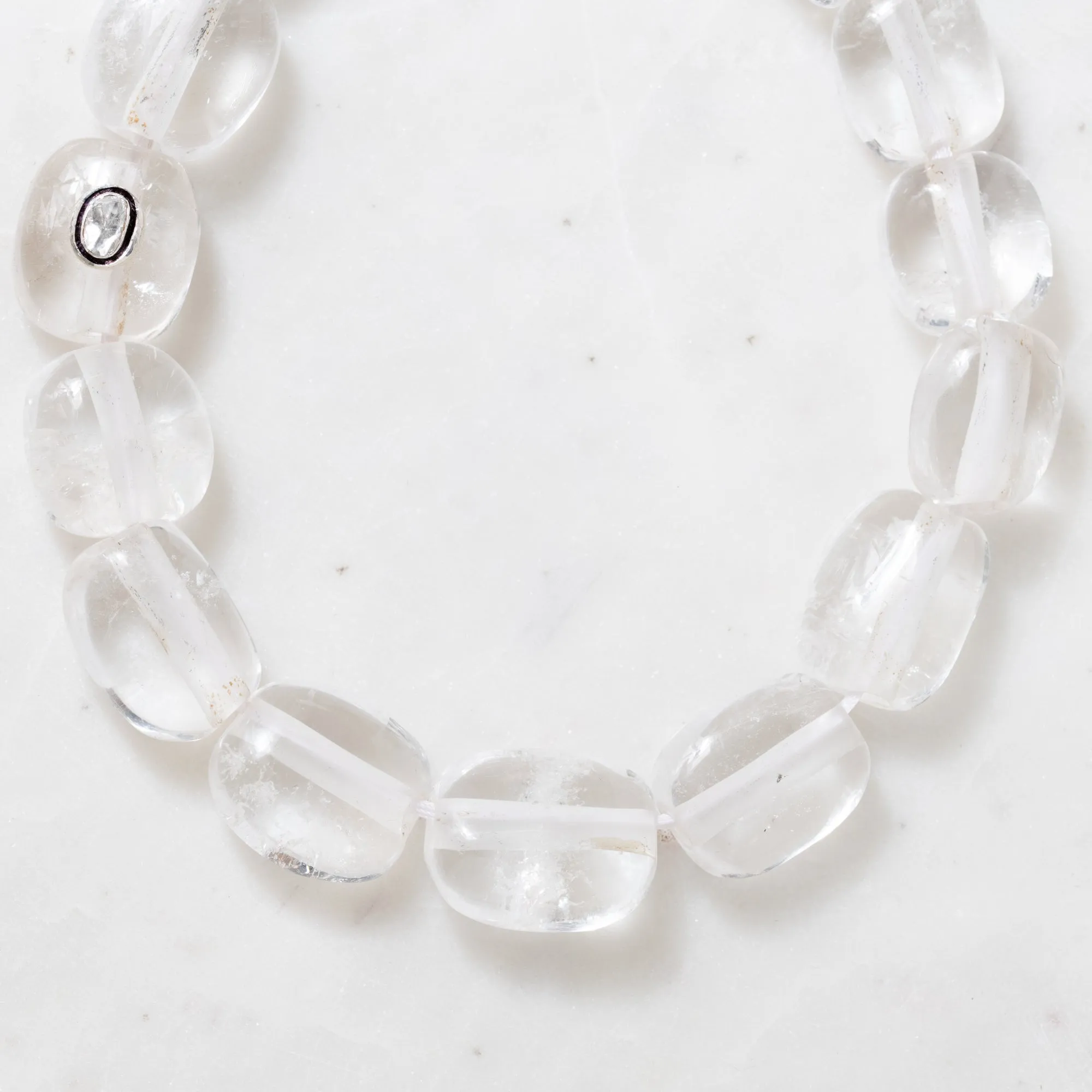 Rock Crystal Necklace with Polki Diamond Accent