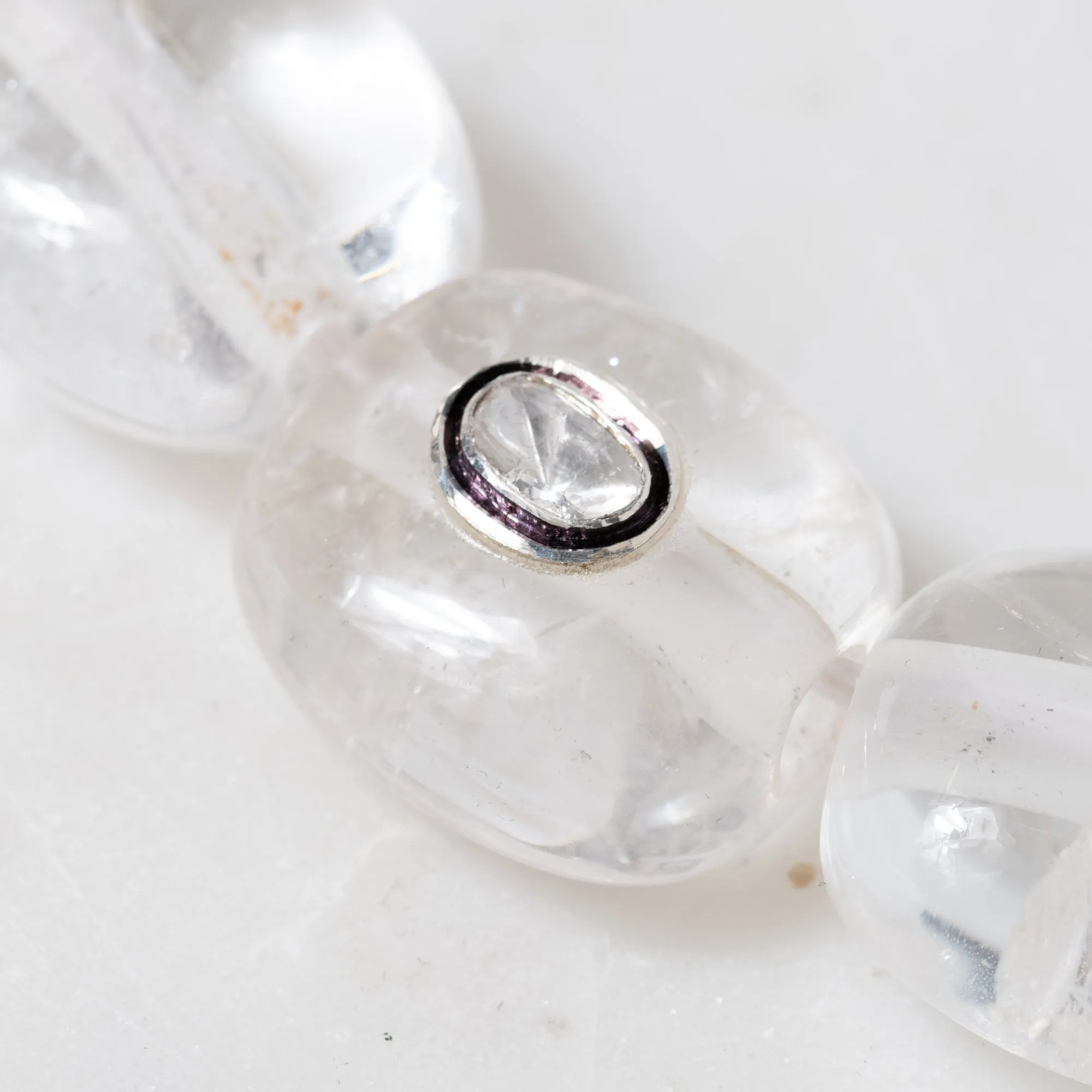 Rock Crystal Necklace with Polki Diamond Accent