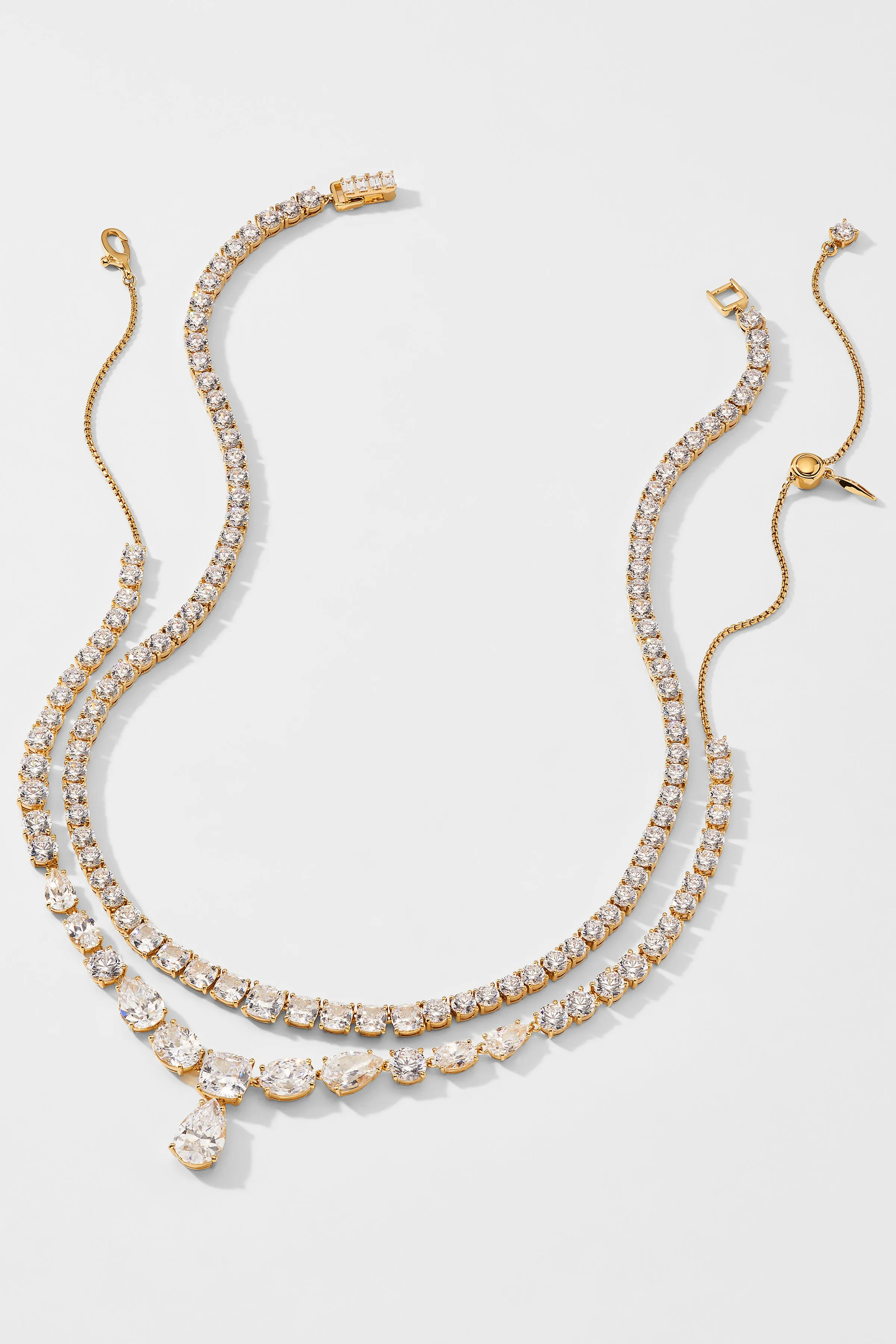 ROCKSTARS PEAR CZ DROP COLLAR NECKLACE