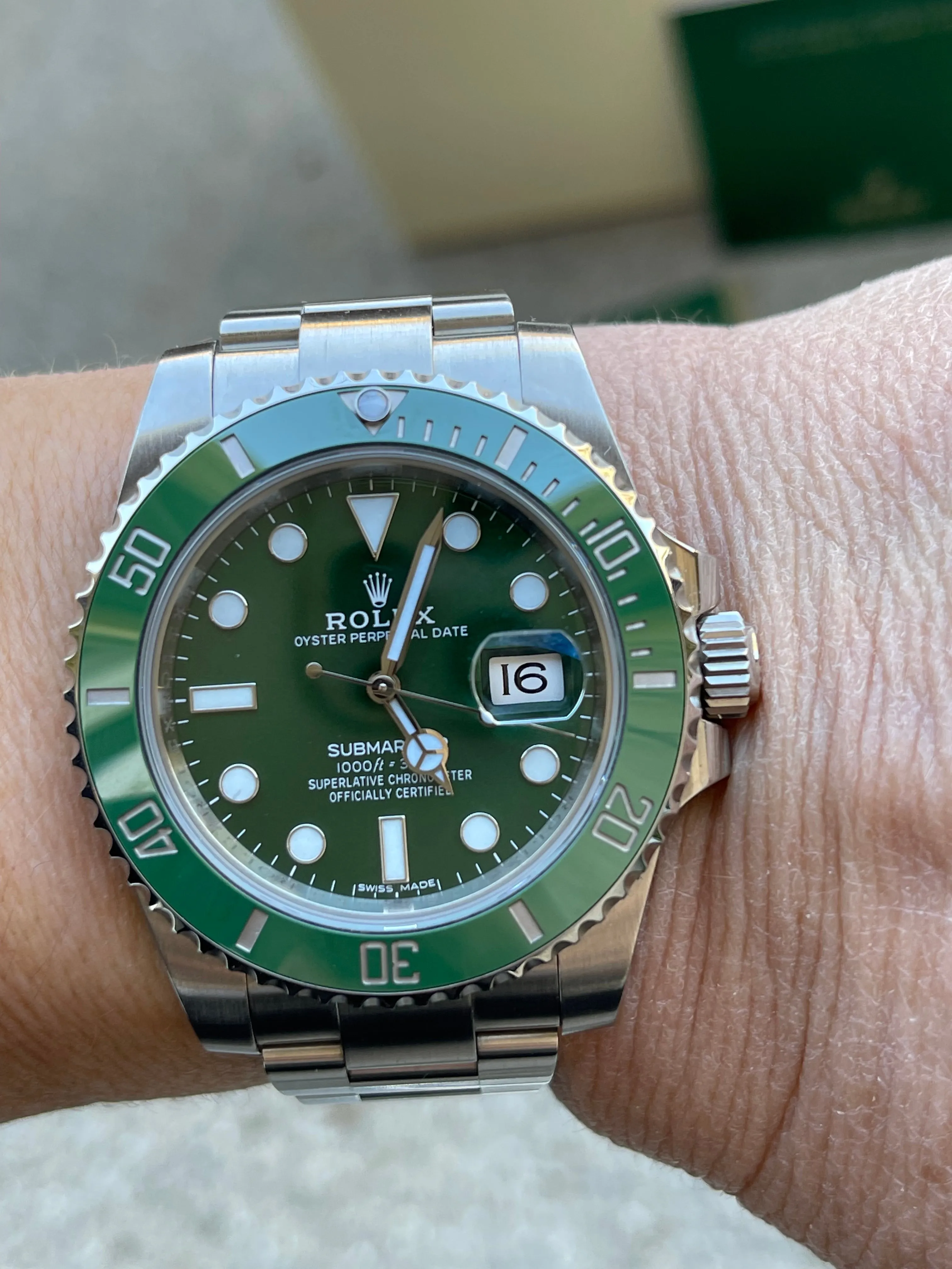 Rolex Submariner 40mm 116610 Mens Stainless Steel Watch Hulk Custom Factory Clone Green Ceramic Bezel Insert Refinished Green Dial Mint