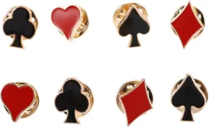 SAFIGLE 8pc Suit Lapel Pin Heart Poker Brooch Enamel Brooch Pin Red Heart Plum Square Playing Cards Collar Pin Collar Hat Pins for Fitted Hat (Random Style)
