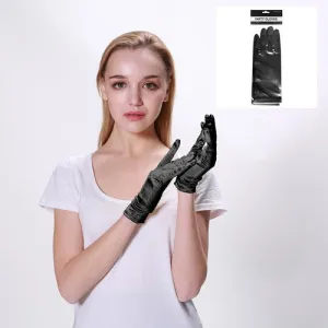 Satin Short Gloves - Black