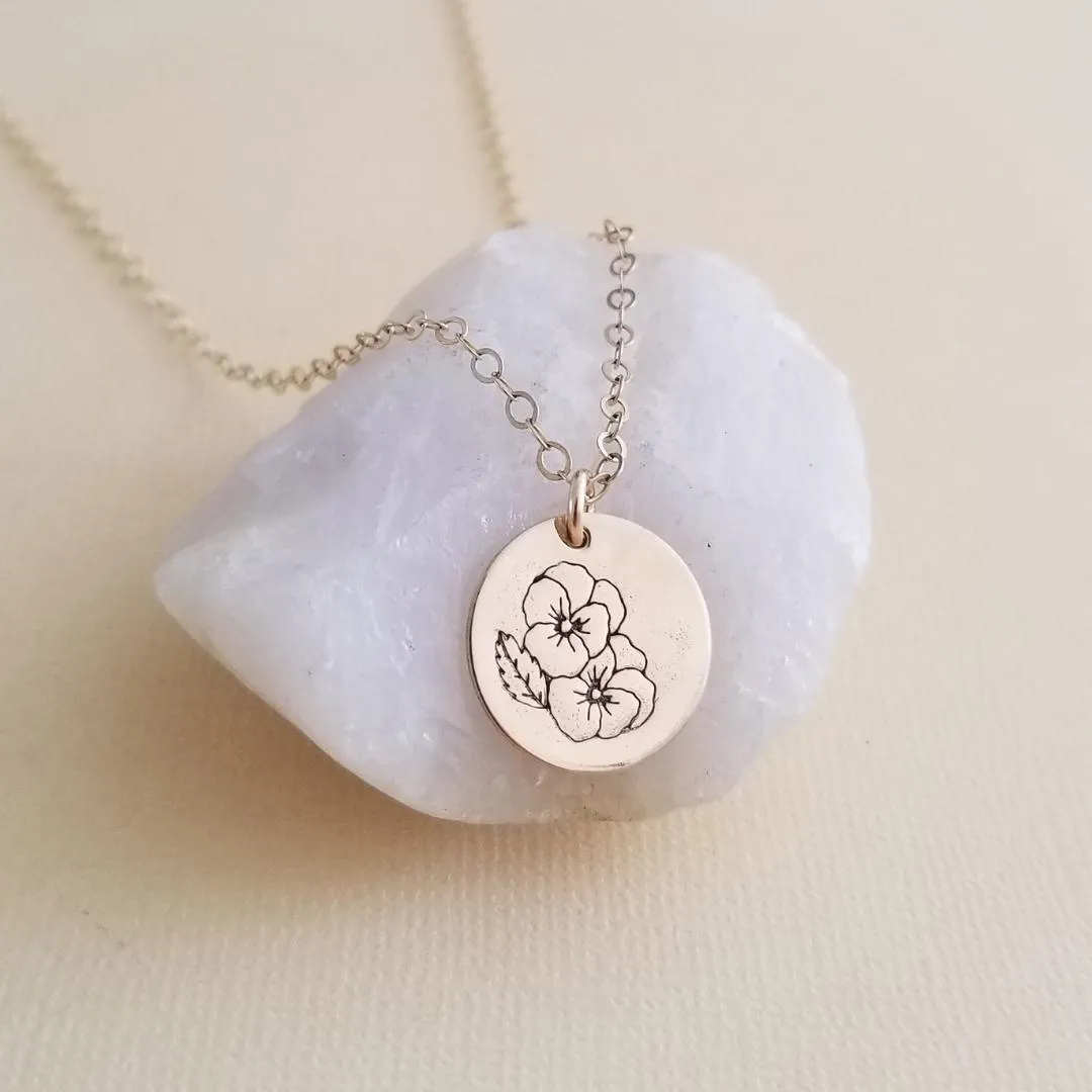 September Birth Flower Necklace, Morning Glory Flower Charm Necklace