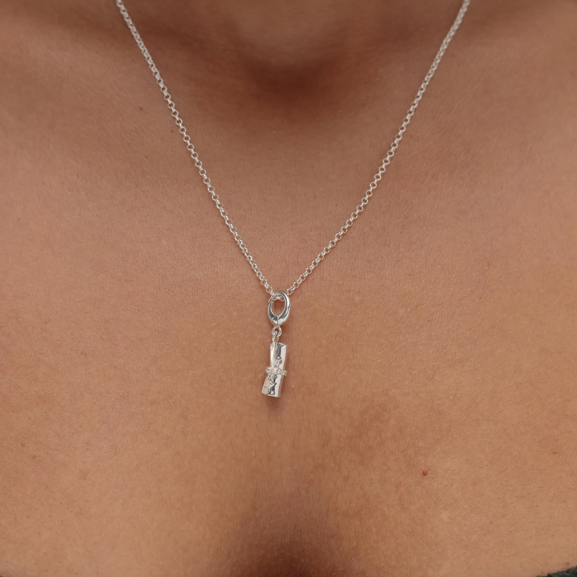 Silver Scroll Graduation Charm