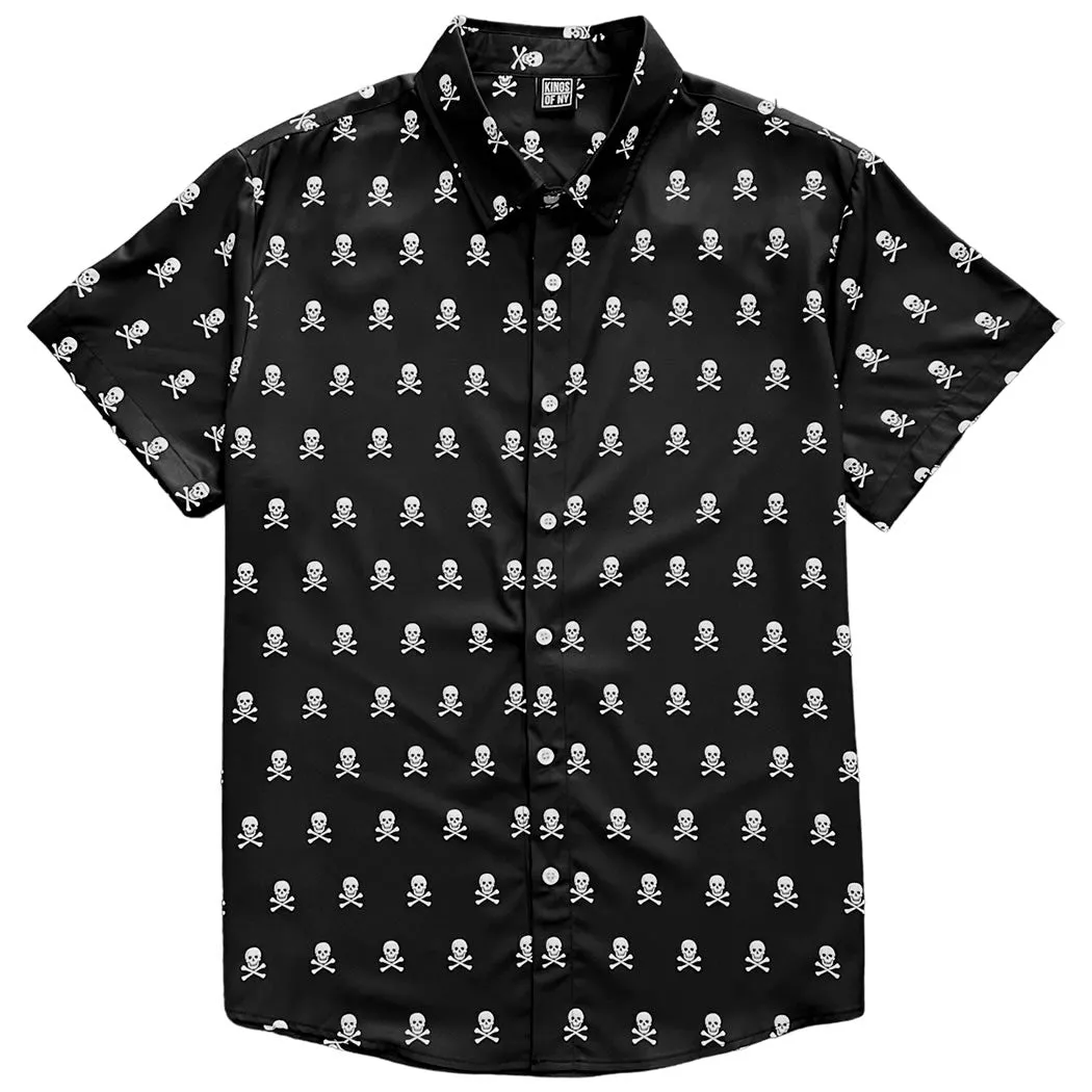 Skull And Crossbones Men’s Short Sleeve Button Down Shirt