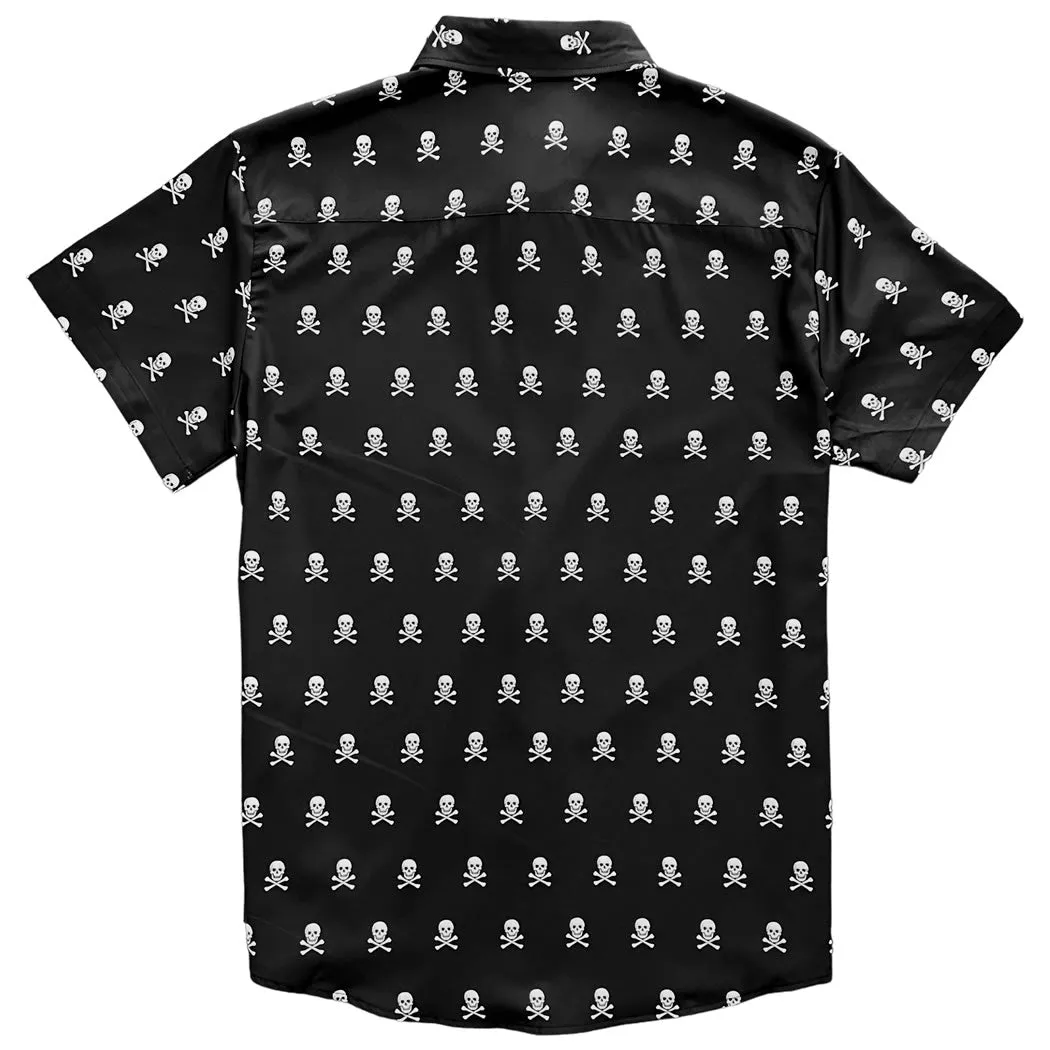 Skull And Crossbones Men’s Short Sleeve Button Down Shirt