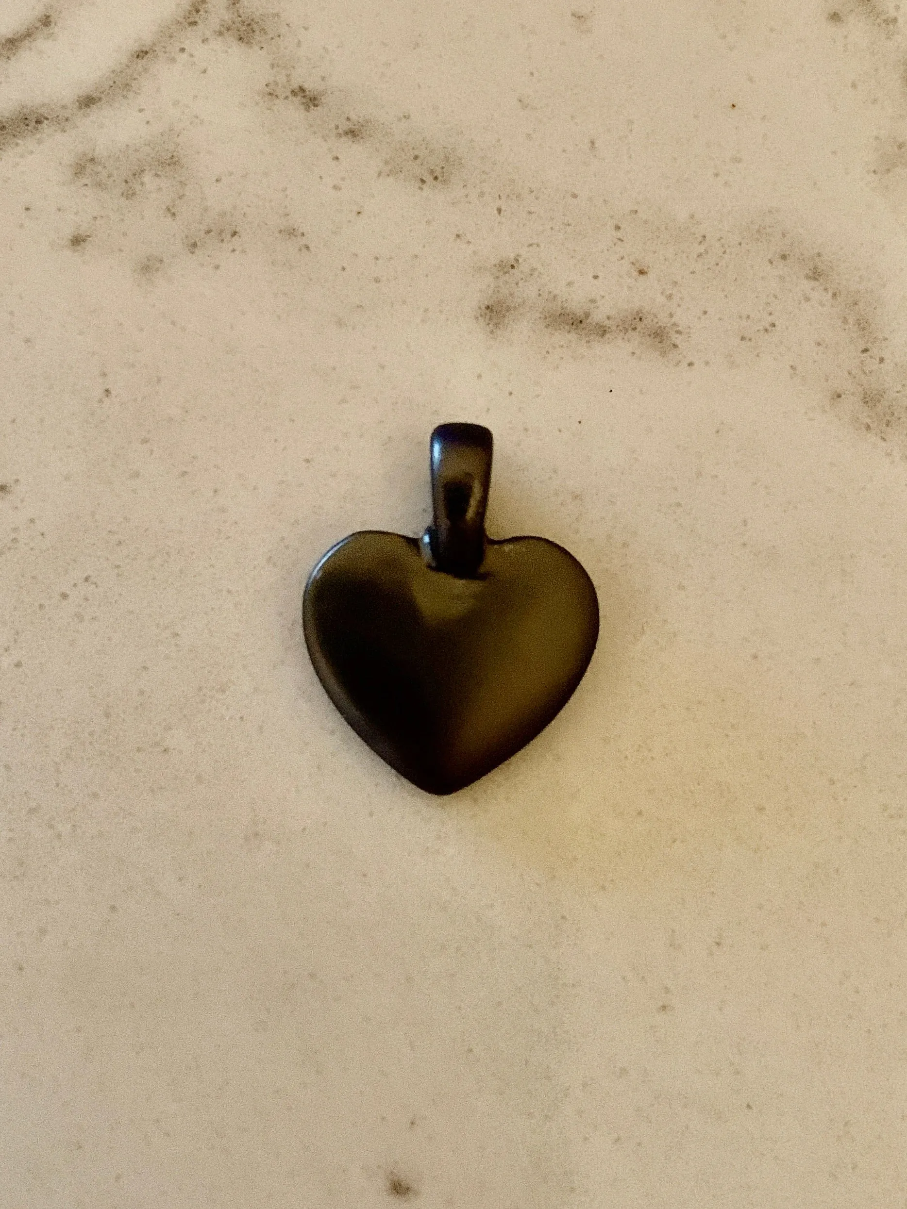 Solid Heart Charm - Hematite