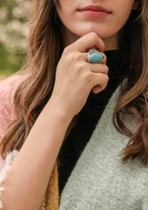 Southwestern Adjustable Chunky Turquoise Ring
