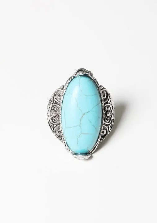 Southwestern Adjustable Chunky Turquoise Ring