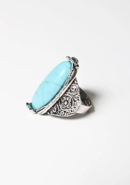 Southwestern Adjustable Chunky Turquoise Ring