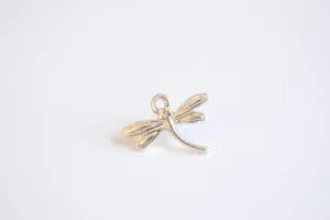 Sterling Silver 17x13mm Dragon Fly Charm, 925 Silver Curved Dragon Fly Charm Pendant, Silver Wing Charm