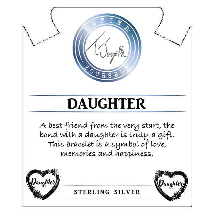 Super 7 Stone Bracelet with Heart Daughter Sterling Silver Charm