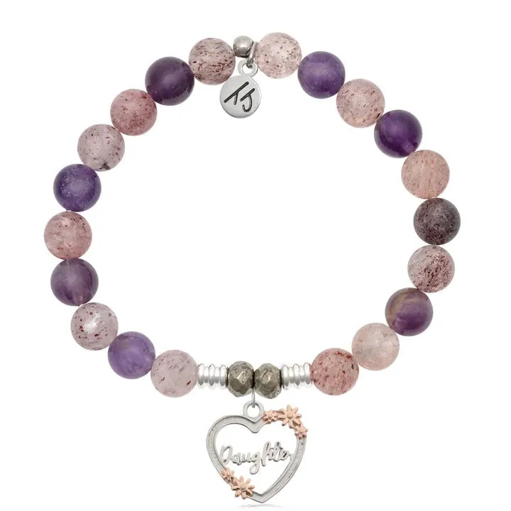 Super 7 Stone Bracelet with Heart Daughter Sterling Silver Charm