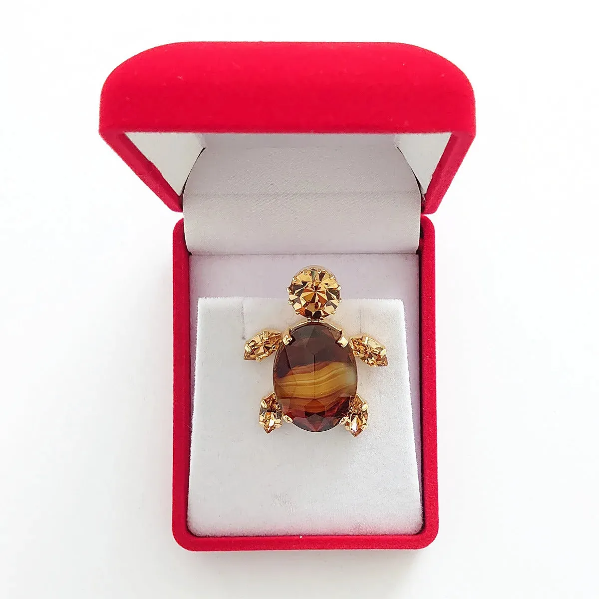 Swarovski Crystals Small Turtle Brooch