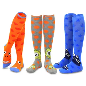 TeeHee Socks Women's Novelty Cotton Knee High Monster B 3-Pack (12089)