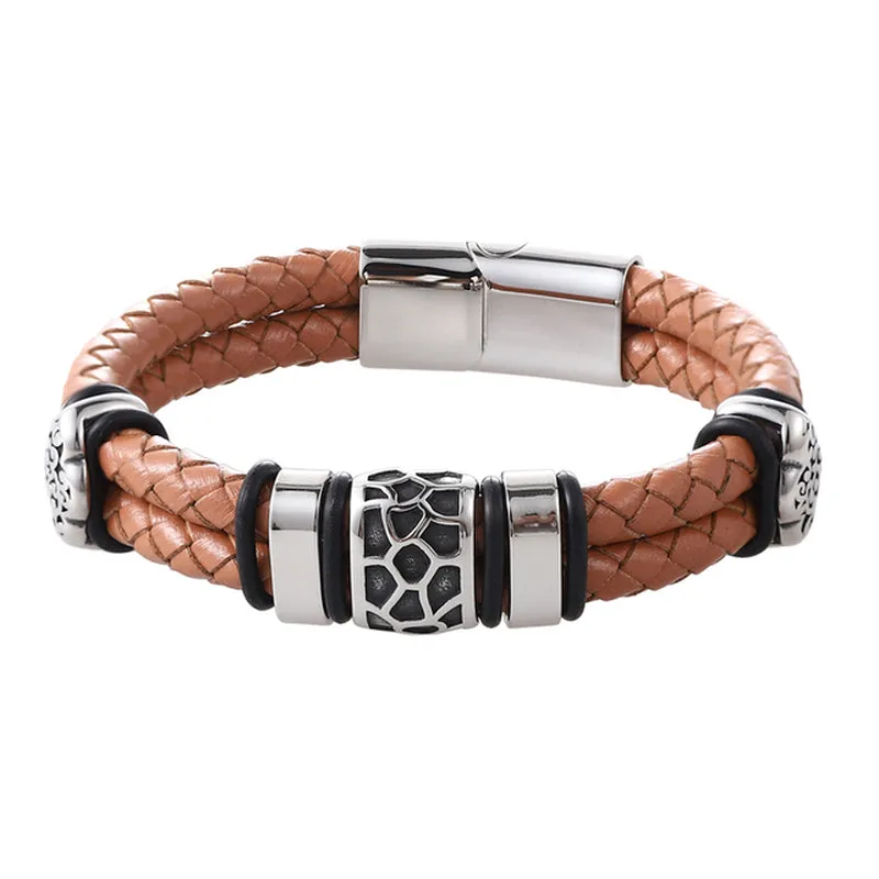The Pellegrini Double-Layer Leather Bracelet