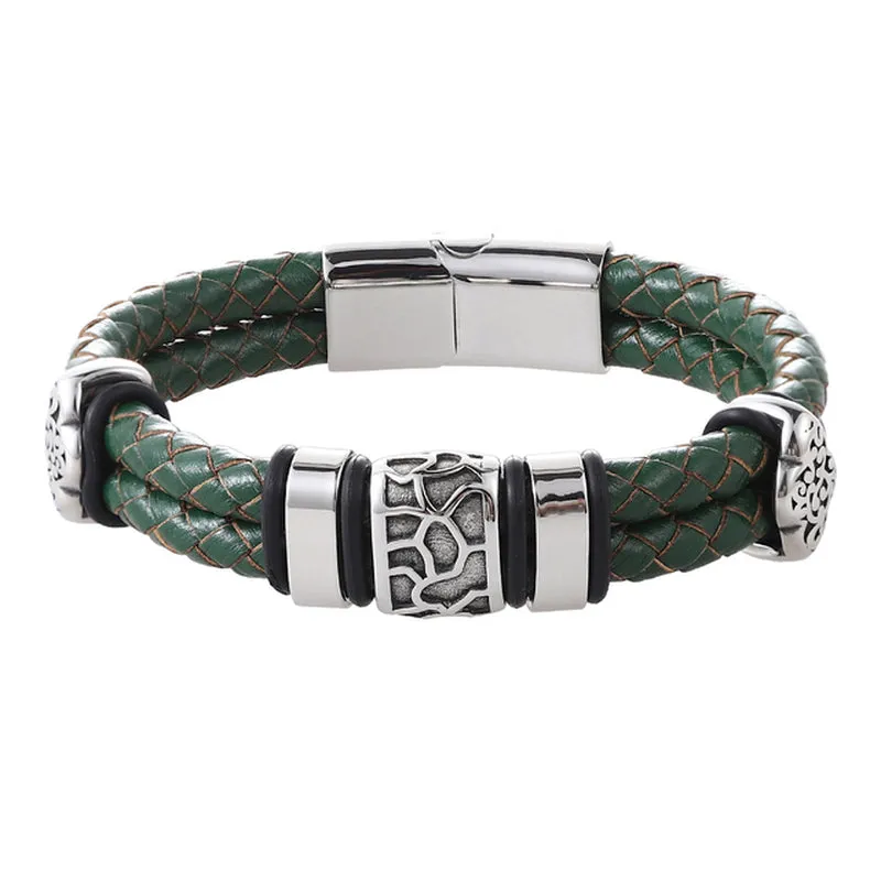 The Pellegrini Double-Layer Leather Bracelet