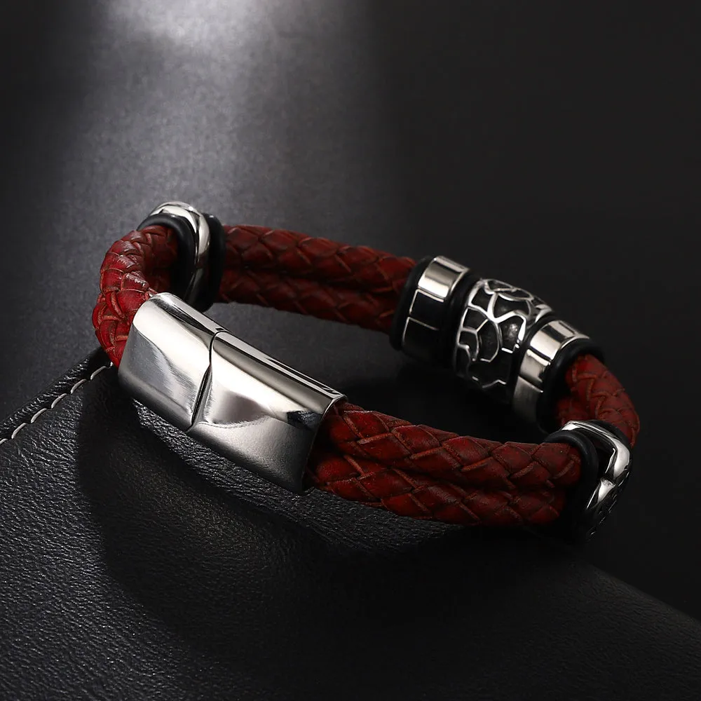 The Pellegrini Double-Layer Leather Bracelet
