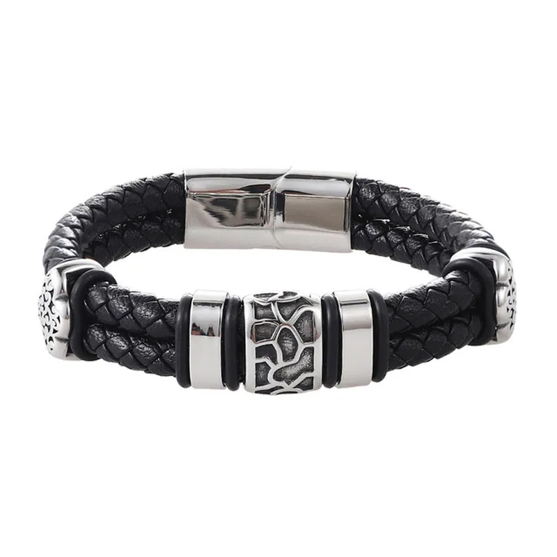 The Pellegrini Double-Layer Leather Bracelet