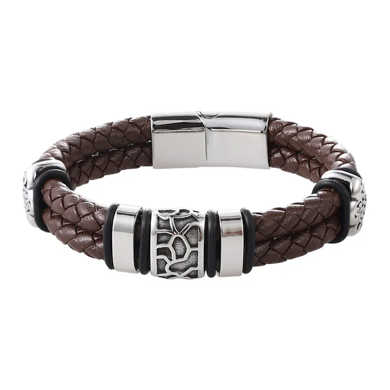The Pellegrini Double-Layer Leather Bracelet