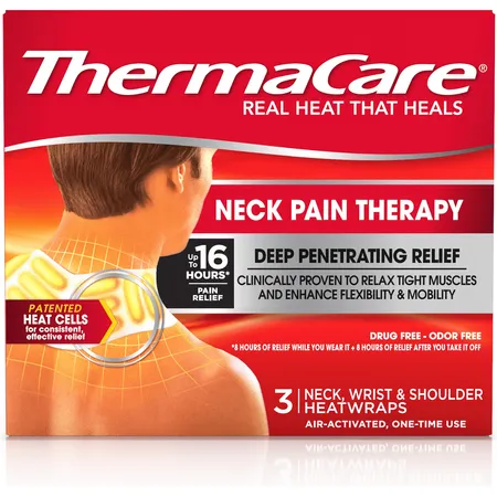 ThermaCare Neck Pain Therapy, Shoulder, and Wrist Pain Relief Patches, Heat Wraps, 3 Ct