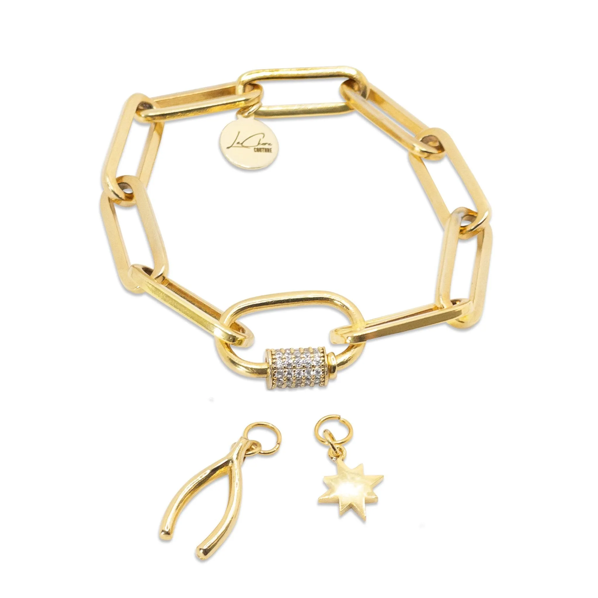 Throwback Crystal Link Charm Bracelet