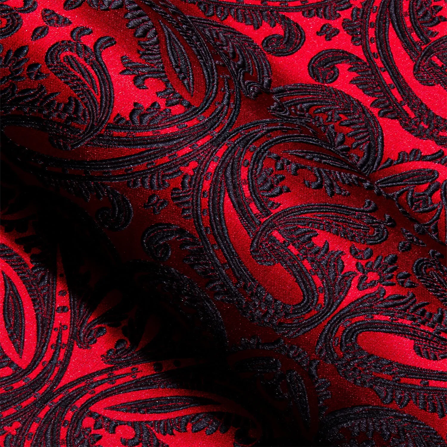 Ties2you Button Down Shirt Red Black Woven Paisley Silk Men's Shirt Classic