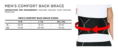 Tommie Copper Men's Back Brace, Large/X-Large, Black