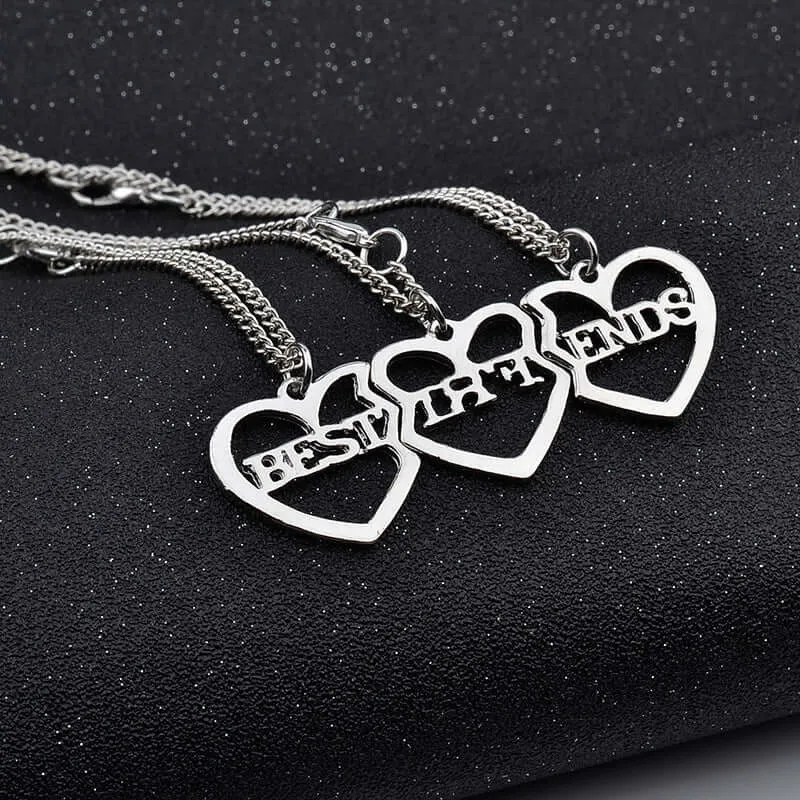 Trio Heart Friendship Pendant BFF Necklaces