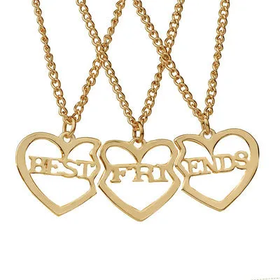 Trio Heart Friendship Pendant BFF Necklaces