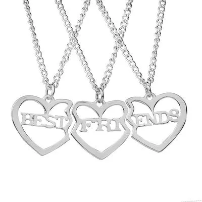 Trio Heart Friendship Pendant BFF Necklaces