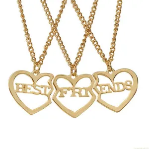 Trio Heart Friendship Pendant BFF Necklaces