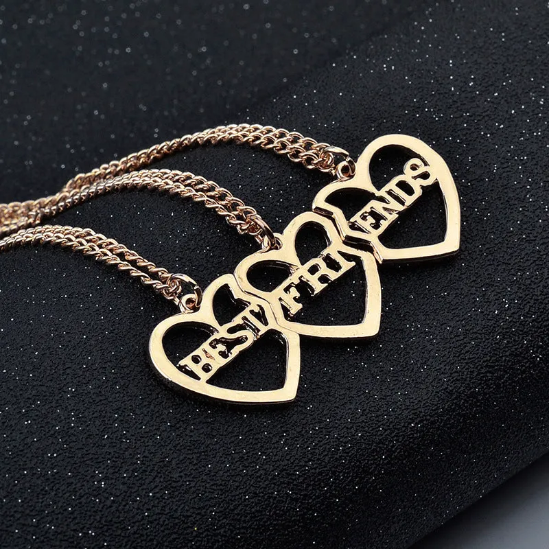 Trio Heart Friendship Pendant BFF Necklaces