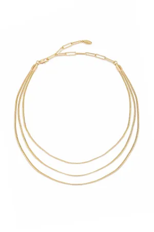 Triple Flex Snake Chain Layered 18k Gold Plated Necklace