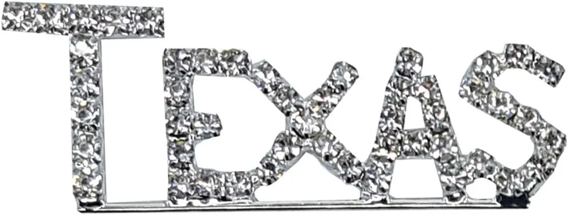 USA States Theme Gift Bling Rhinestone Texas State Brooch Word Pin Jewelry